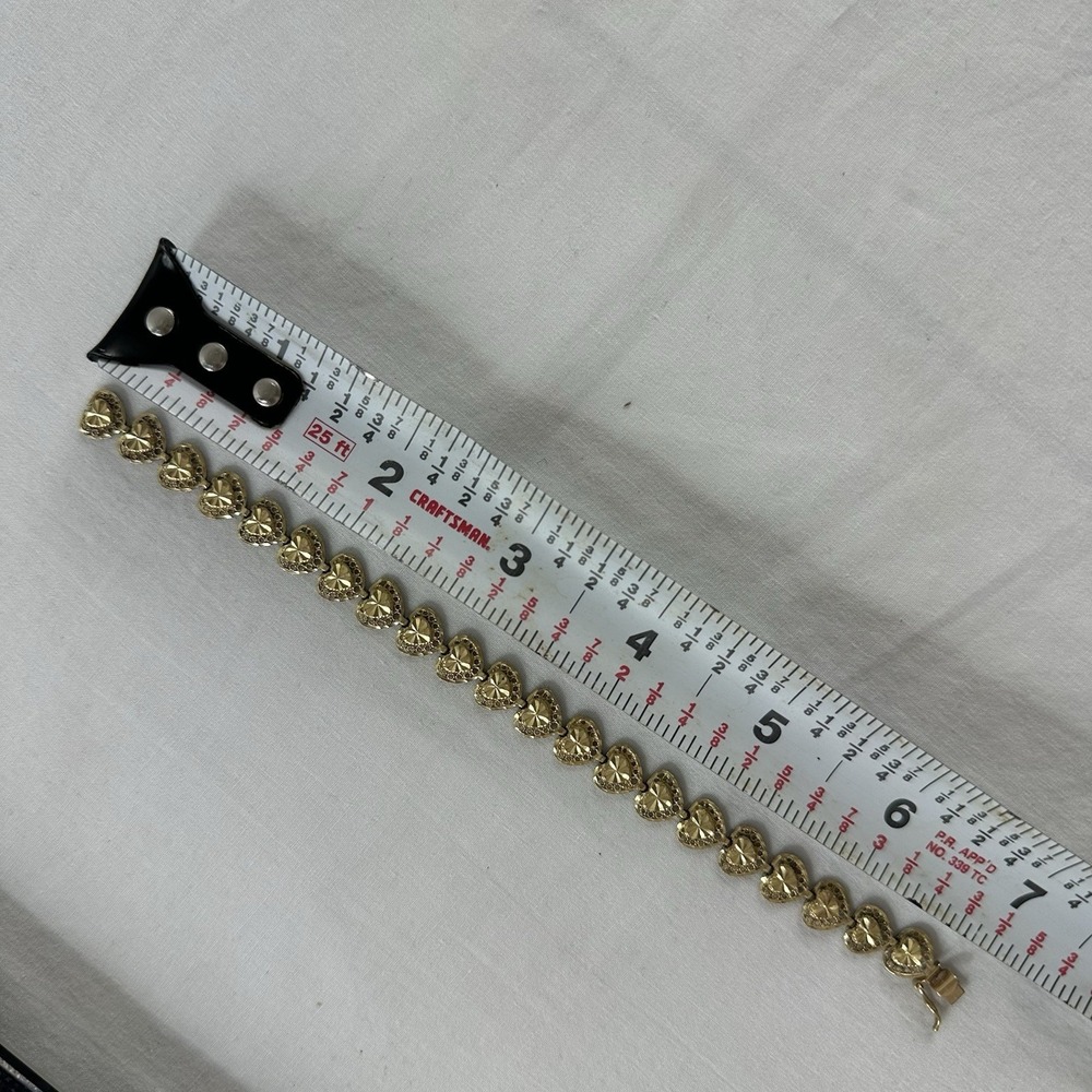 14k Vtg Beverly Hills Gold Heart Link 7" Tennis Bracelet 6 grams Repair / Scrap - Picture 7 of 8